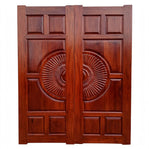 12-Panel Kiln Dried Solid Semi-Circle Mahogany CNC Double Door 6ft x 7ft