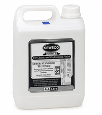A 4.4 L white plastic container of Seweco Paint Super Standard Thinner on a white background.